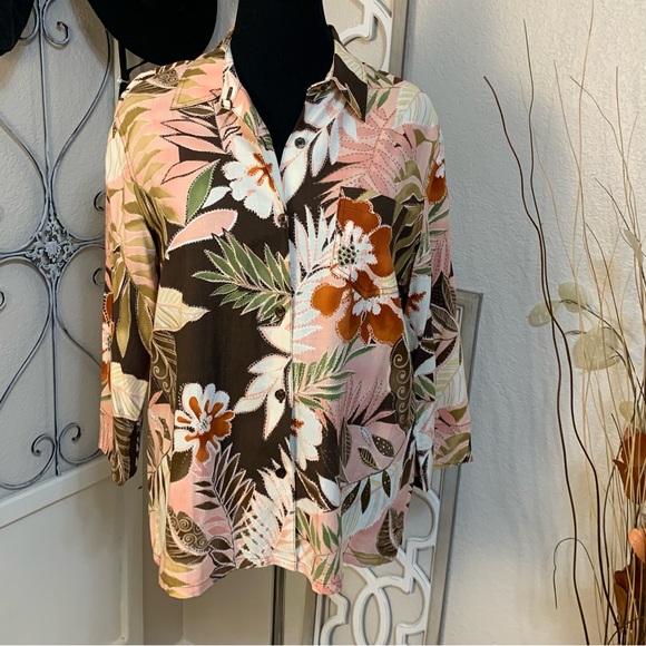 Napa Valley floral button down shirt top blouse - Picture 1 of 9